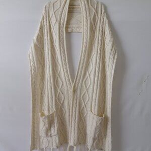G & L Womens Ivory Tasseled Hem Pocket Front Cable Knit Neck Scarf Warp One Size